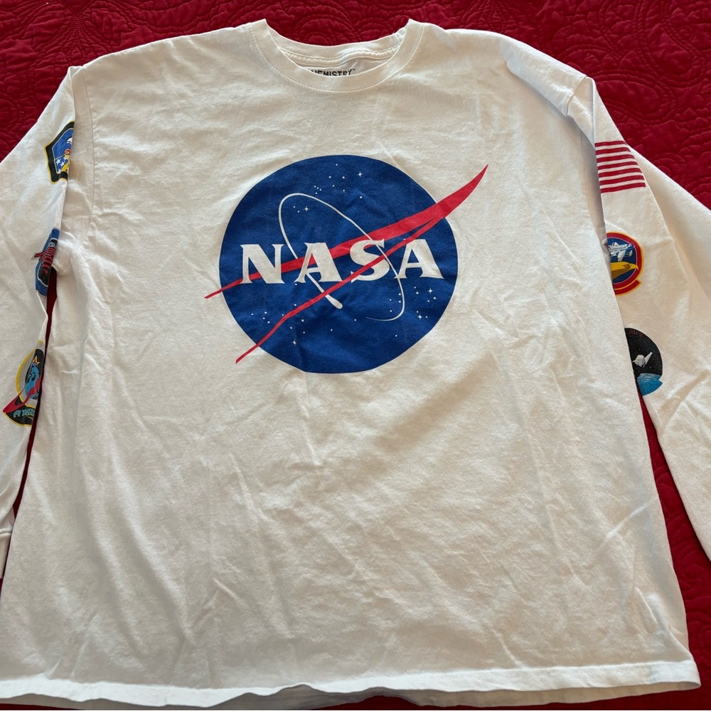NASA White Long Sleeve Shirt 100% Cotton XXL